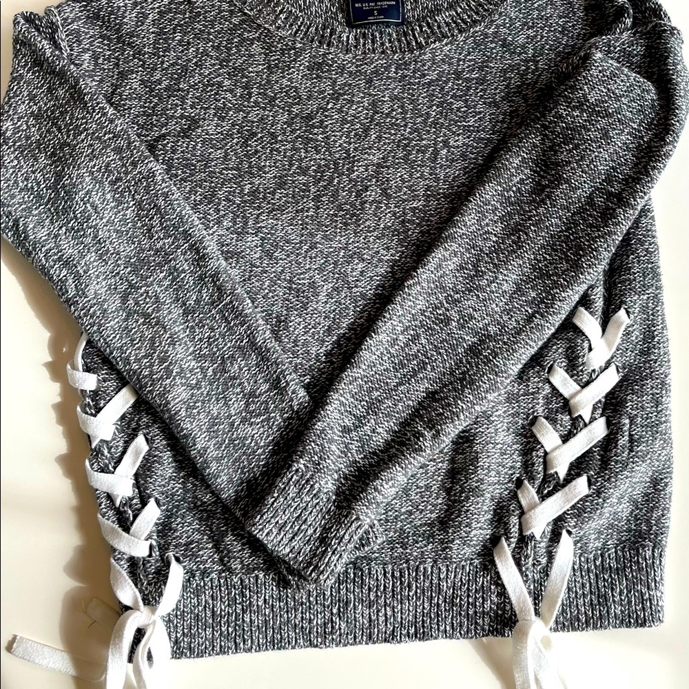 Abercrombie side tie Grey-marl sweater